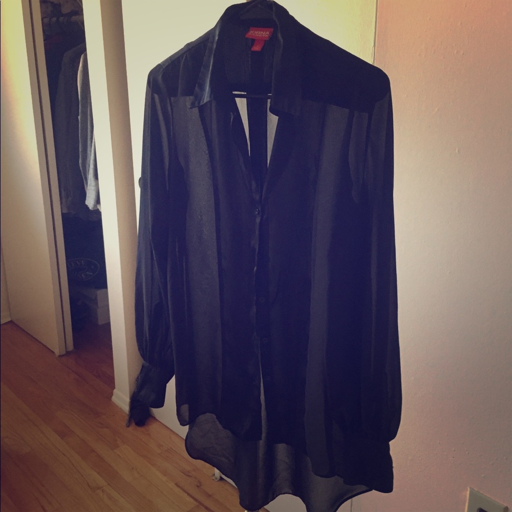 Black sheer button up